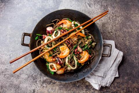 Wok de gambas au lait de coco